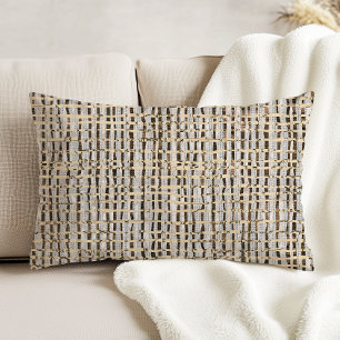 Neutral Woven Look Faux Linen Pattern Grey Brown Accent Pillow
