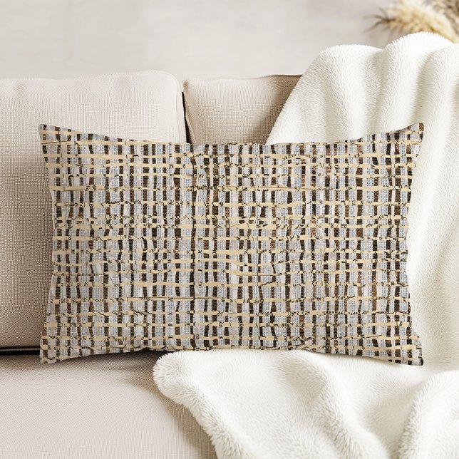 Neutral Woven Look Faux Linen Pattern Grey Brown Accent Pillow (Creator Uploaded)