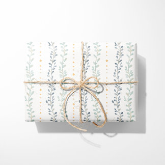 Neutral Wrapping Paper Modern Botanical Stripe