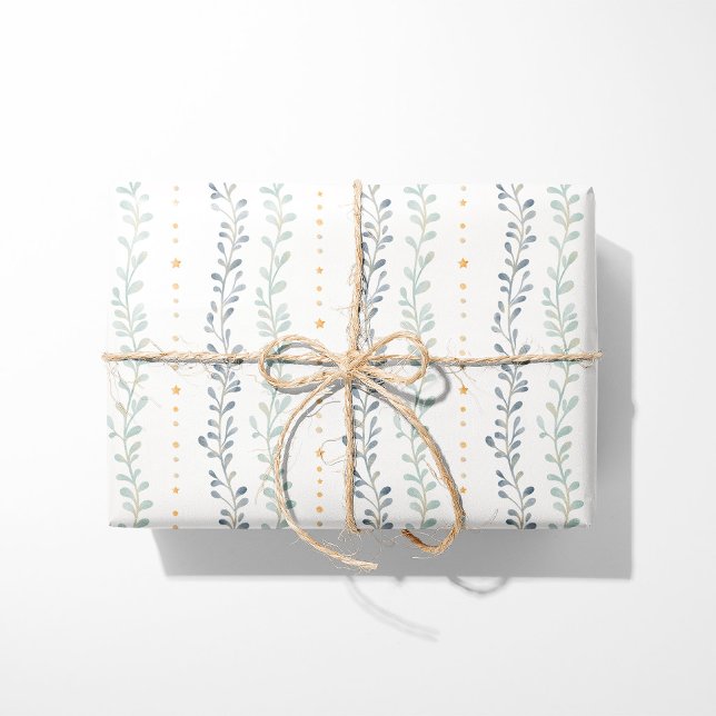 Neutral Wrapping Paper Modern Botanical Stripe (Creator Uploaded)