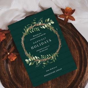 Neutral Wreath Business Holiday Card