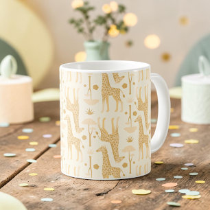 Neutral Yellow Giraffe Safari Boho Pattern Coffee Mug
