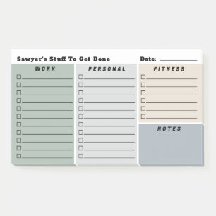 Neutrals Man's Daily Planning Checklists Post-it Notes
