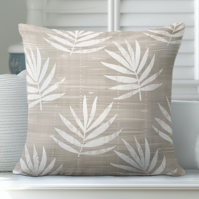 Neutrals Tan Palm Leaves Throw Pillow (Creator Uploaded)