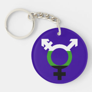 Neutrois Flag Trans Symbol Keychain