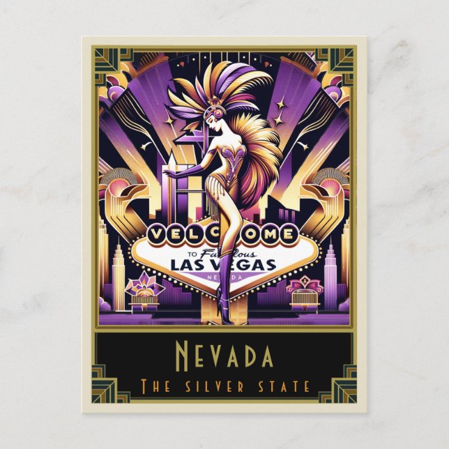 Nevada | Art Deco Postcard (Front)