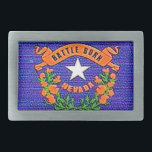 Nevada Battle Born Belt Buckle<br><div class="desc">Nevada's state Nickname is Battle Born and it's Motto is All For Our Country.</div>
