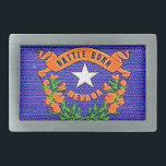 Nevada Battle Born Belt Buckle<br><div class="desc">Nevada's state Nickname is Battle Born and it's Motto is All For Our Country.</div>