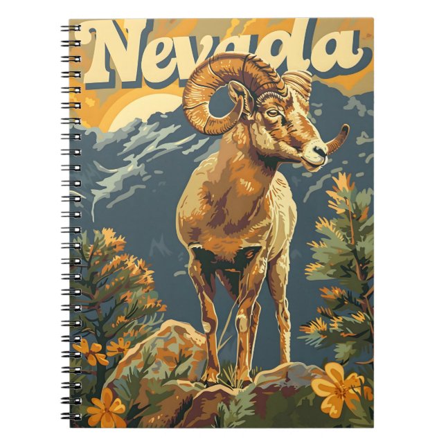Nevada Bighorn Sheep Vintage Notebook (Front)