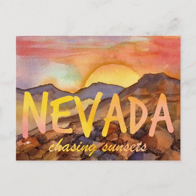 Nevada Chasing Sunsets Desert Mountain Landscape  Postcard (Front)