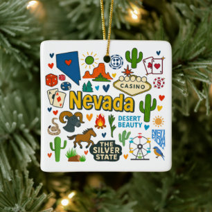 Nevada Custom Family Trip Christmas Ceramic Ornament