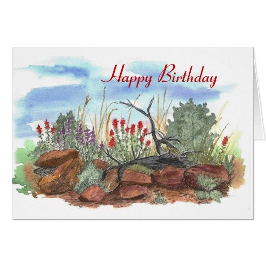 Nevada Desert Indian Paintbrush Birthday Card