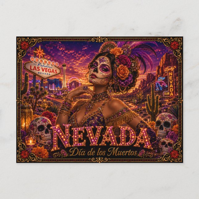 Nevada Día de los Muertos Retro Postcard (Front)