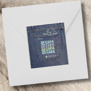 Nevada Dog in Jean Pocket Classic Square Sticker