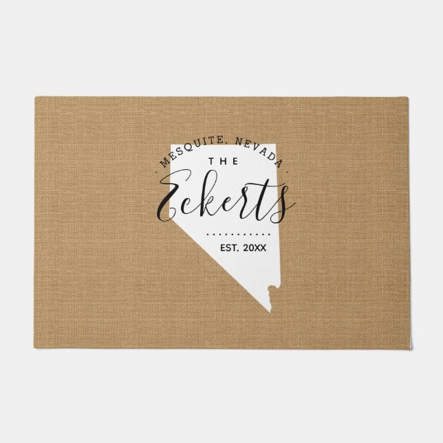 Nevada Family Monogram State Doormat (Front)