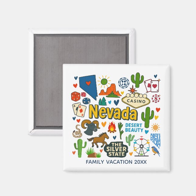 Nevada Family Trip Keepsake Personalized Magnet (Front/Back)