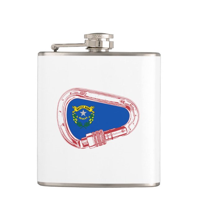 Nevada Flag Climbing Carabiner Hip Flask (Front)