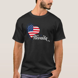 Nevada Flag Heart Proud Nevada Pride Home Grown Tr T-Shirt