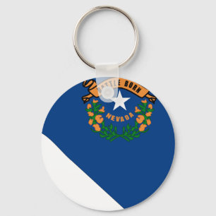 Nevada Flag Map Keychain