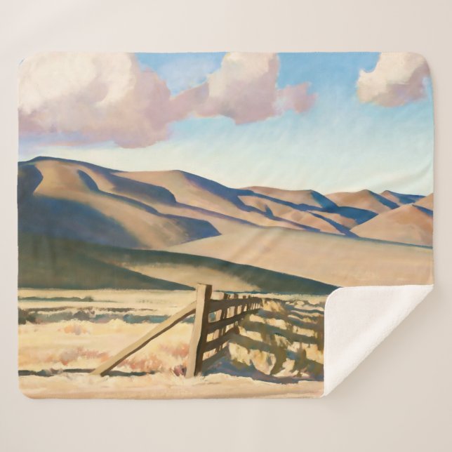 “Nevada Hills” by Maynard Dixon Sherpa Blanket (Front (Horizontal))