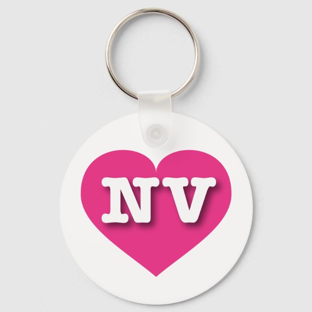 Nevada Hot Pink Heart - I love NV Keychain (Front)