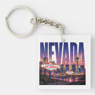 Nevada Las Vegas Desert Skyline Adventure Keychain