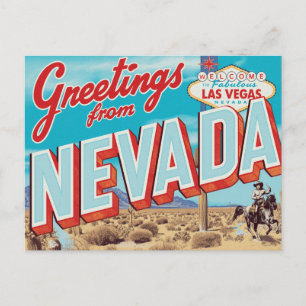 Nevada Las Vegas Sign Cowboy Postcard