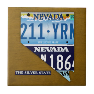 Nevada License Plate Map Ceramic Tile V3