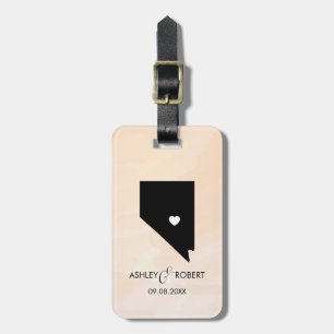 Nevada Map Wedding Luggage Tag, Couple's Name Luggage Tag