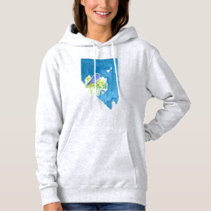 Nevada Mountain Bluebird State Shape Symbols Hoodie