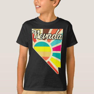 Nevada pride retro state outline colourful sunburs T-Shirt