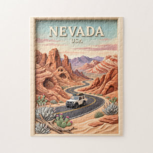 Nevada Road Trip Valley of Fire Vintage 3D Texture Jigsaw Puzzle