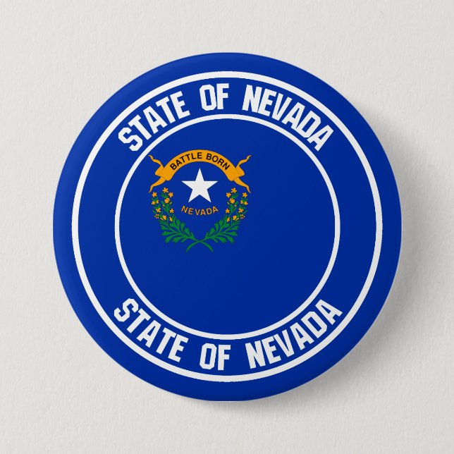 Nevada Round Emblem 3 Inch Round Button (Front)