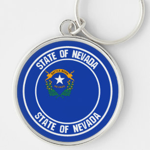 Nevada Round Emblem Keychain