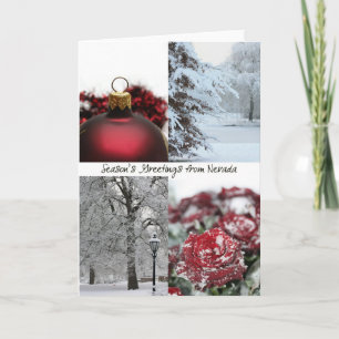 Nevada Season's Greetings - Red Winter collage Holiday Card