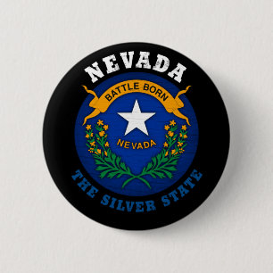 NEVADA SILVER STATE FLAG 2 INCH ROUND BUTTON