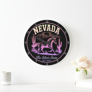 Nevada Silver State Horse  Large Clock