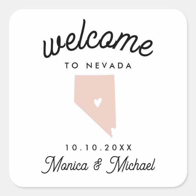 NEVADA State Destination Wedding ANY COLOR   Square Sticker (Front)
