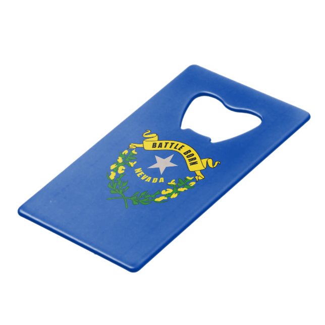 Nevada State Flag Design Credit Card Bottle Opener (Back Angled)