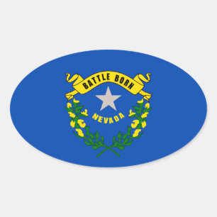 Nevada State Flag Design Oval Sticker