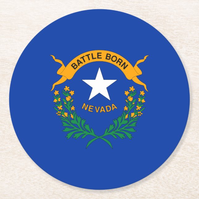 Nevada State Flag Round Paper Coaster (Front)