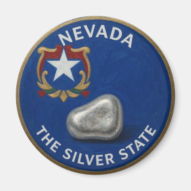 Nevada State Pride Silver Emblem ⛏️ Magnet (Front)