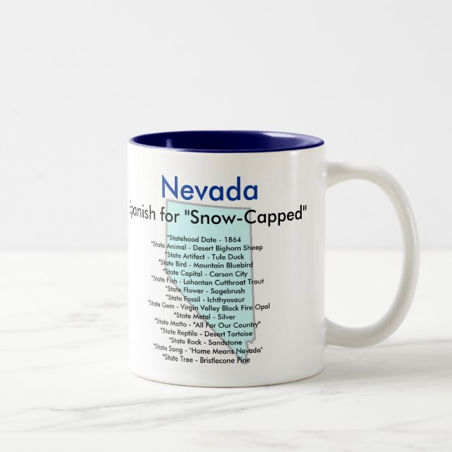 Nevada Symbols & Map Two-Tone Coffee Mug (Right)