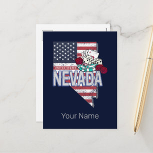 Nevada United States Retro Map Vintage USA Casino Holiday Postcard