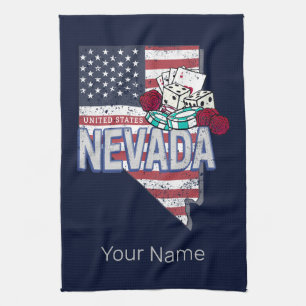Nevada United States Retro Map Vintage USA Casino Kitchen Towel