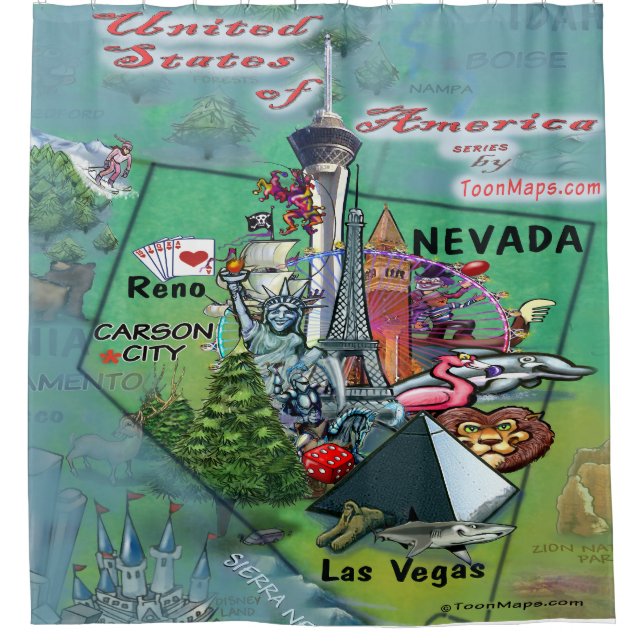 Nevada USA Cartoon Map (Front)
