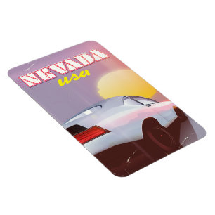 Nevada USA Setting sun sports car Magnet