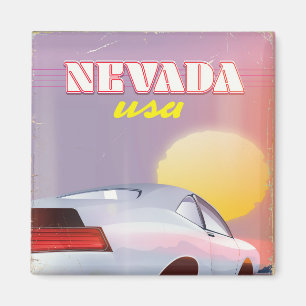 Nevada USA Setting sun sports car Magnet