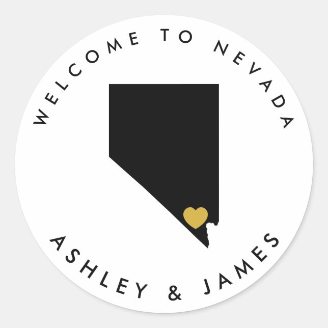 Nevada Wedding Welcome Sticker for Treat Box Bag (Front)