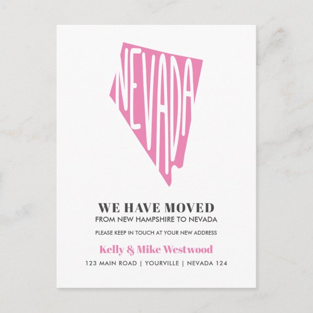 NEVADA We've moved New address New Home   Postcard (Front)